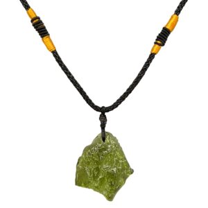 moldavite crystal necklace for men women, handmade irregular stone pendant crystal energy stone