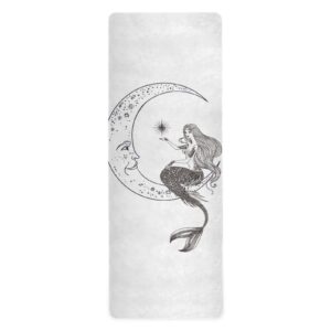 otvee mermaid and moon yoga mat for women non slip ultra thin 1 mm travel yoga mat with carrying bag suede fitness exercise mat for yoga pilates workout routines camping