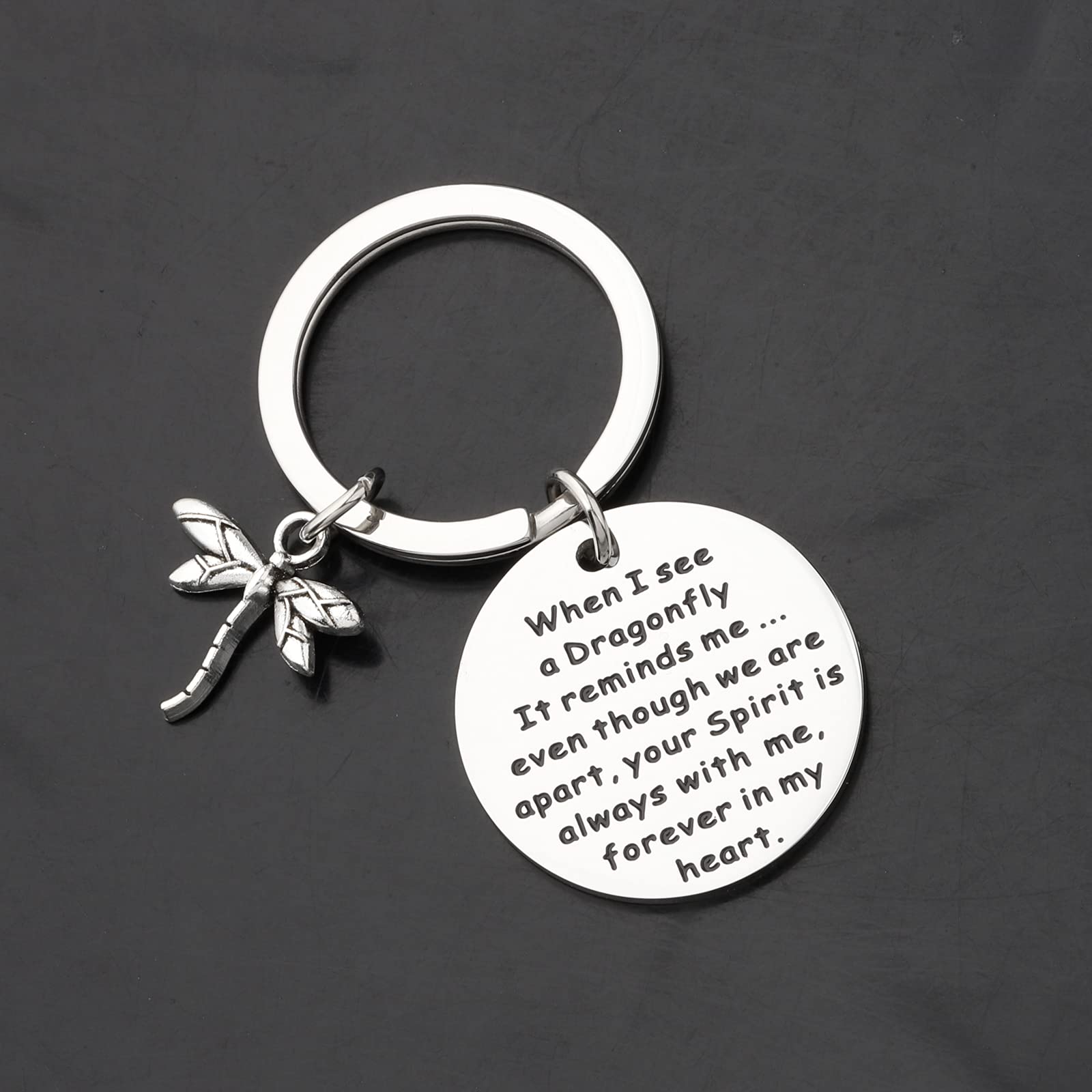 PENQI Dragonfly Jewelry Dragonfly Memorial Gift When I See a Dragonfly It Reminds Me Your Spirit Is Always With Me Keychain Loss of Loved One Gift (Dragonfly Keychain)