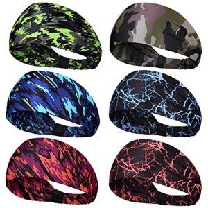 brighoo 6 pieces headbands for men women non-slip sweat bands breathable cooling headbands outdoor sports headbands for workout yoga running jogging cycling (delicate style)