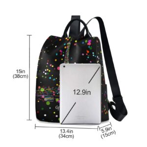 ALAZA Night Paris Eiffel Tower Colorful Polka Dot Backpack Purse for Women Anti Theft Fashion Back Pack Shoulder Bag