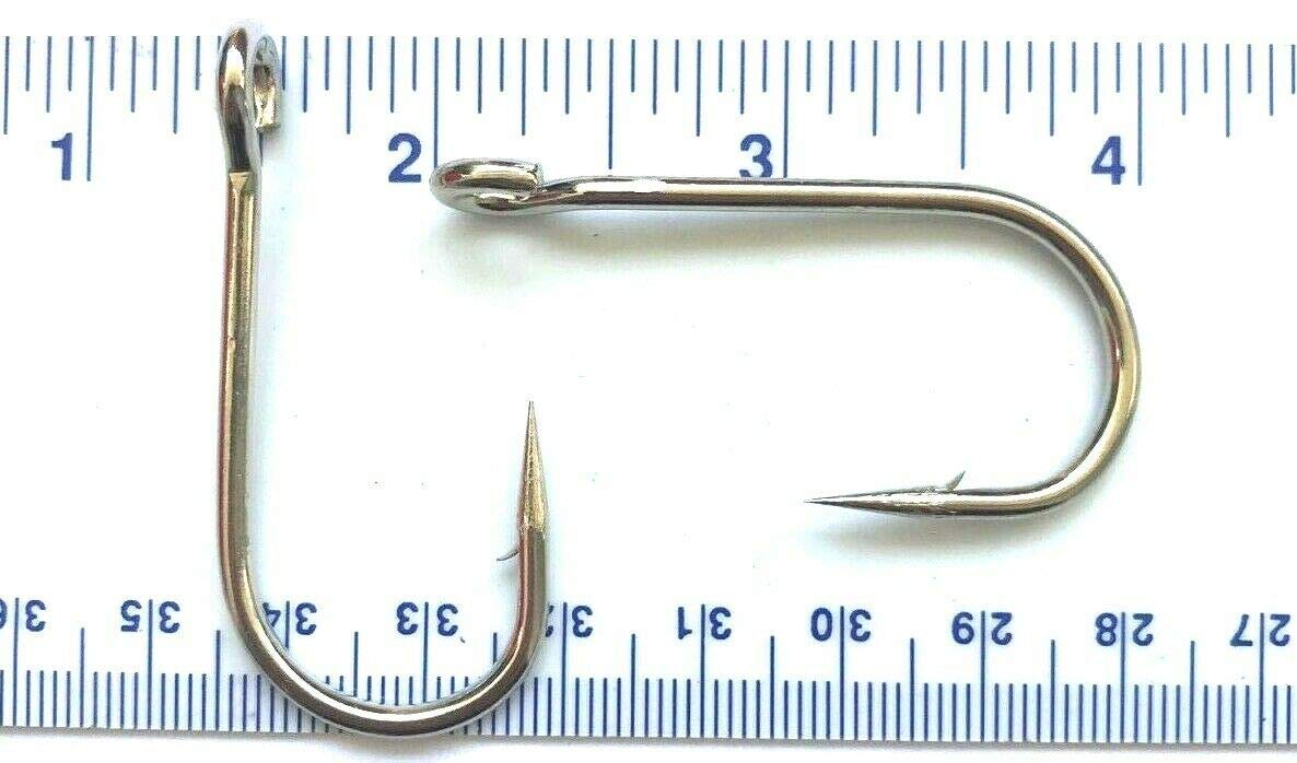 100 Gerry's Tackle 9171 6X Strong Nickel Plated Open Eye Siwash Hooks Size 5/0