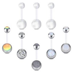 fectas plastic belly button rings navel rings for maternity pregnancy sport pregnant women flexible clear belly piercing retainers 10mm