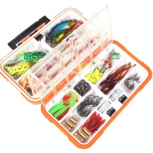 U/D 27/79 /117 PCS Fishing Hooks Lures Baits Tackle Including Crankbaits, Spinnerbaits, Plastic Worms, Jigs, Topwater Lures, Tackle Box and More Fishing Gear Lures Kit Set (117)