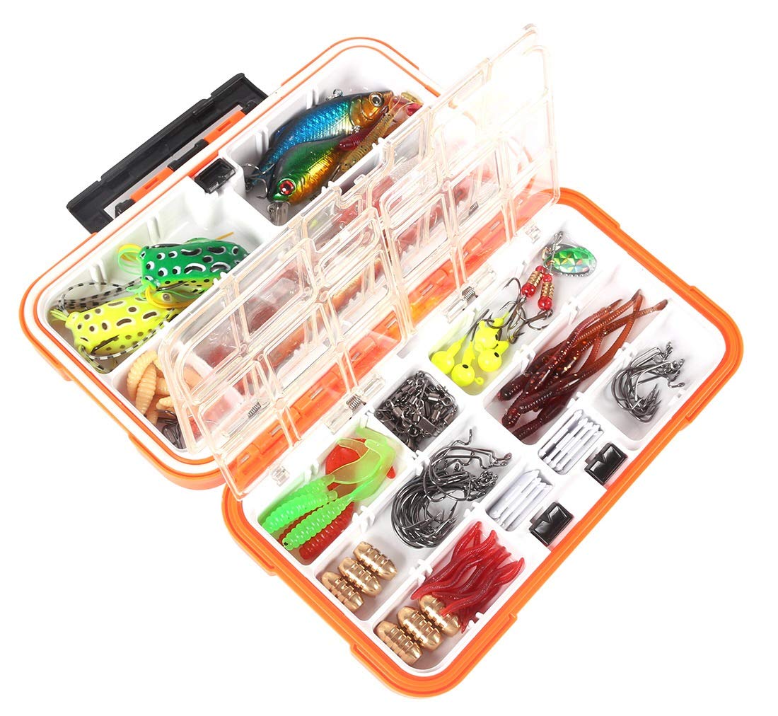 U/D 27/79 /117 PCS Fishing Hooks Lures Baits Tackle Including Crankbaits, Spinnerbaits, Plastic Worms, Jigs, Topwater Lures, Tackle Box and More Fishing Gear Lures Kit Set (117)