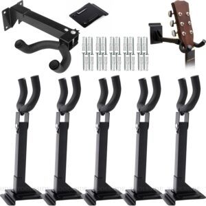 toolsside 5 pcs guitar hanger wall mount hook stand 180 - guitar hooks for wall adjustable with slat adapter - guitar wall mount for electric acoustic and bass guitars