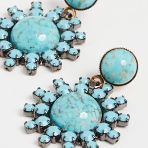 Elizabeth Cole Women's Roscoe Earrings, Turquoise, Floral, One Size