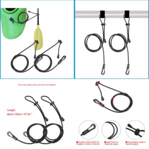 3.9ft Kayak Paddle Leash for Canoe Boat Safety Fishing Rod Tether Holder Clip Lanyard Bungee Shock Cord Hook Tie Down Rope 4 Pack