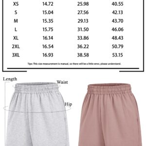 AUTOMET Womens Sweat Shorts Casual Summer Drawstring Comfy Elastic High Waist Running Clothes with Pockets Grey M