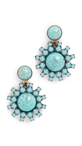 elizabeth cole women's roscoe earrings, turquoise, floral, one size