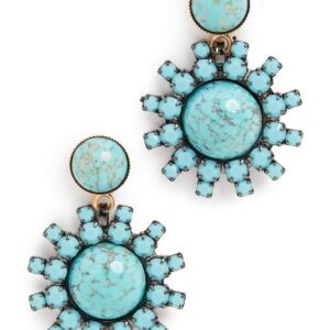 Elizabeth Cole Women's Roscoe Earrings, Turquoise, Floral, One Size