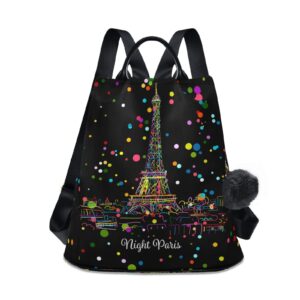 alaza night paris eiffel tower colorful polka dot backpack purse for women anti theft fashion back pack shoulder bag