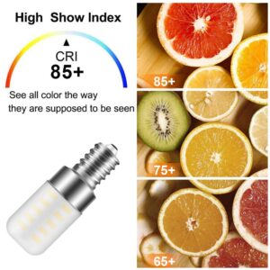 E12 LED Bulb 3W E12 Candelabra Bulbs Equivalent to Halogen Bulb 25W 120V Warm White 3000K C7 Bulb Candle Base for Chandeliers, Ceiling Fan, Dryer Drum, Himalayan Salt Lamps, Refrigerator (2-Pack)