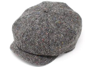 hanna hats men's donegal tweed jp cap gray salt & pepper medium