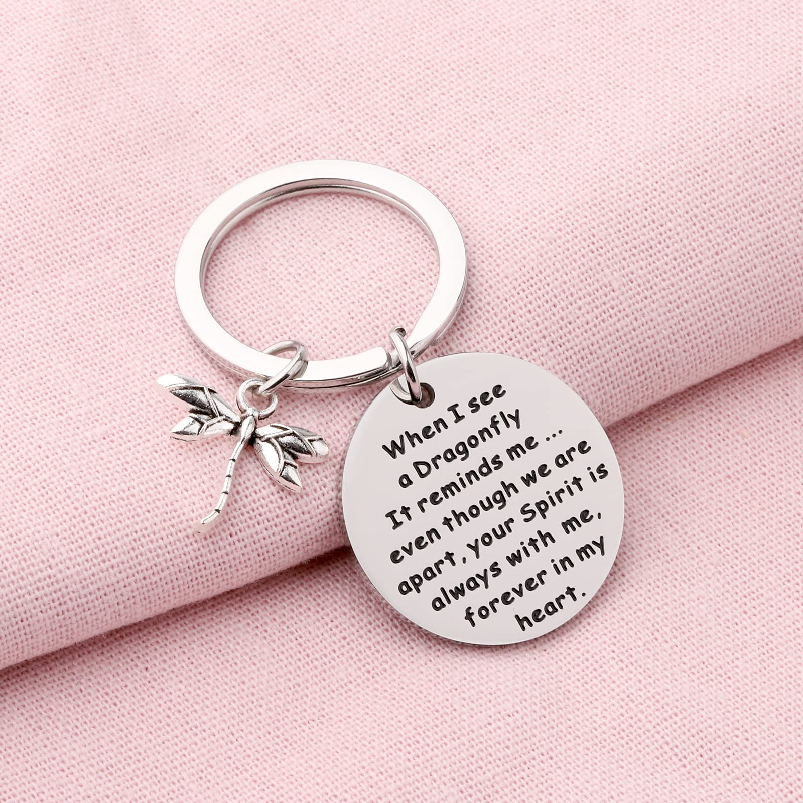 PENQI Dragonfly Jewelry Dragonfly Memorial Gift When I See a Dragonfly It Reminds Me Your Spirit Is Always With Me Keychain Loss of Loved One Gift (Dragonfly Keychain)