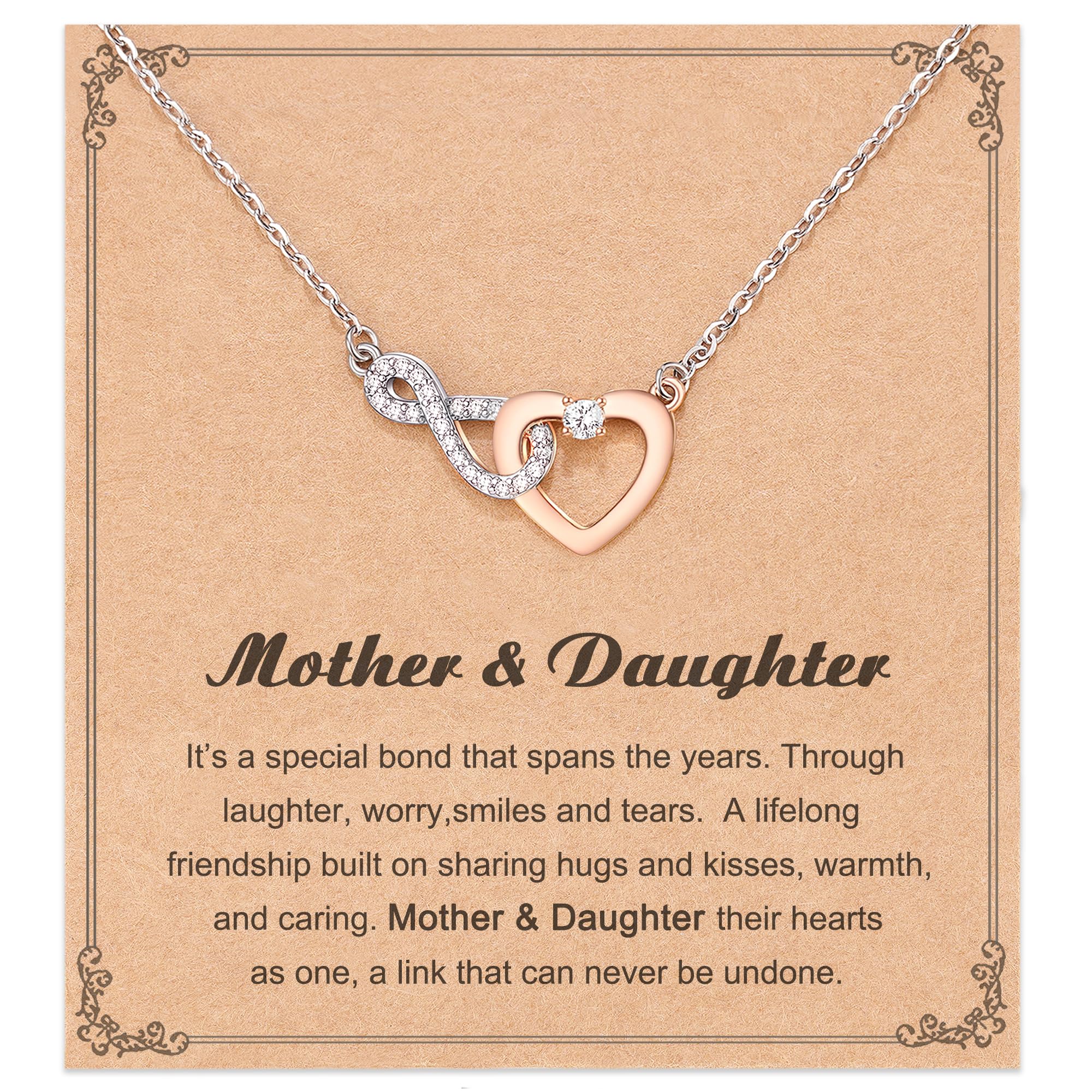 Shonyin Mother Daughter Necklace Mothers Day Gifts from Daughter Infinity Heart Pendant Necklace Jewelry for Women Mother in Law Mom Necklace Valentines Day Gifts for Mom Daughter