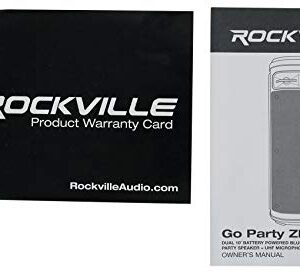 Rockville Go Party ZR10 Dual 10" Portable Wireless LED Bluetooth Speaker+UHF Mic