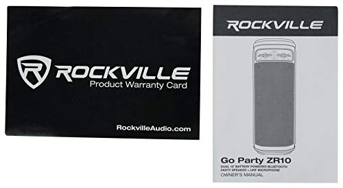 Rockville Go Party ZR10 Dual 10" Portable Wireless LED Bluetooth Speaker+UHF Mic