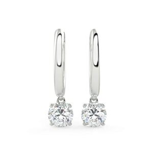 1/2 Carat Lab Grown Diamond Huggie Hoop Earrings for Women I 14k White Gold Earrings (G-H, VS1-VS2, 0.50 cttw) Dangling Drop Earrings I Brilliant Cut Diamond Hoops by Carbon Atelier