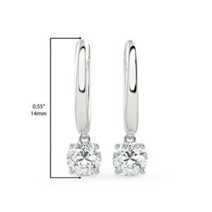 1/2 Carat Lab Grown Diamond Huggie Hoop Earrings for Women I 14k White Gold Earrings (G-H, VS1-VS2, 0.50 cttw) Dangling Drop Earrings I Brilliant Cut Diamond Hoops by Carbon Atelier