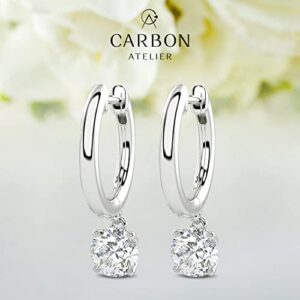 1/2 Carat Lab Grown Diamond Huggie Hoop Earrings for Women I 14k White Gold Earrings (G-H, VS1-VS2, 0.50 cttw) Dangling Drop Earrings I Brilliant Cut Diamond Hoops by Carbon Atelier