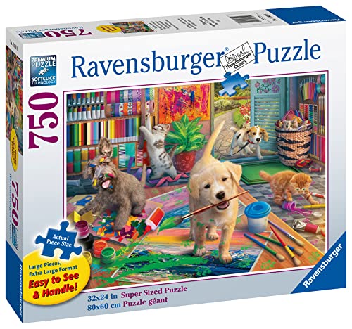 Ravensburger Cute Crafters - Large Format Jigsaw Puzzle for All Ages | 750 Unique Pieces | Softclick Technology for Perfect Fit | FSC Certified | Ideal for Brain Game & Educational Fun