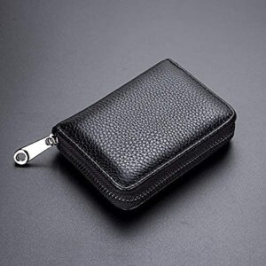 Aiyo Fashion Genuine Leather Credit Card Holder Wallet RFID Blocking Secure Card Case ID Case Organizer Zipper Wallet (A-Classic Black)