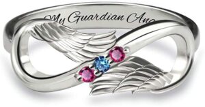 ebat angel wings ring for women angels wing birthstone rings mothers day with 3 birthstones mother daughter ring infinity personalized engraved custom name sterling silver mom (1)