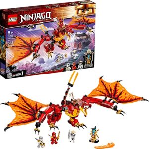 lego ninjago legacy fire dragon attack 71753 ninja playset building kit, featuring a flying dragon toy; new 2021 (563 pieces)