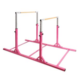 goflame double horizontal bars, gymnastics parallel bars with adjustable height and width, junior training gym bar for kids, ideal for indoor outdoor use (pink)