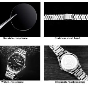 BOSCK Analog Mens Watch,40mm Easy Read Auto Date and Day Stainless Steel Business Watch for Men,30M Waterproof Sports Mens Wrist Watches