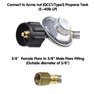 MOFLAME 6FT Stainless Braided Propane Hose and Blackstone Grill Regulator Adapter for Blackstone 17inch and 22inch Table Top Griddle Connect to 5-20Lb Propane Tank