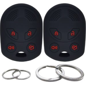 2pcs silicone 4 buttons key fob cover remote case keyless protector compatible with ford c-max escape expedition flex focus fusion mustang taurus transit connect lincoln town car mercury mariner milan