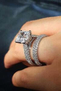 bicheng 2-piece zircon super bright ring 925 sterling silver crystal cz wedding ring engagement ring bridal set jewelry gift (9)