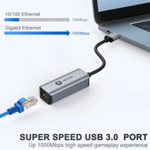 USB to Ethernet Adapter, Vilcome USB 3.0 to 100/1000 Gigabit Ethernet LAN Network Adapter, Driver Free RJ45 Internet Adapter Compatible with MacBook Surface Pro Laptop PC