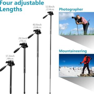 Zoegate Portable Tripod 70"/177cm Travel Camera Tripod Outdoor Compact Aluminum Alloy Video Tripod Monopod with 3-Way Swivel Pan Tilt Head Cellphone Holder Smartphone Clip for Phone