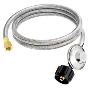 MOFLAME 6FT Stainless Braided Propane Hose and Blackstone Grill Regulator Adapter for Blackstone 17inch and 22inch Table Top Griddle Connect to 5-20Lb Propane Tank