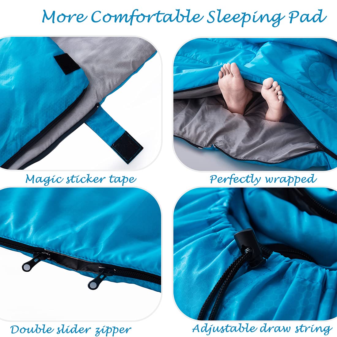 Tuphen Double Sleeping Bag with 2 Pillows, Queen Size XL Bag for 2 People, Cold Warm Weather- 3 Seasons, Waterproof Adults Sleeping Bag for Camping, Backpacking or Hiking