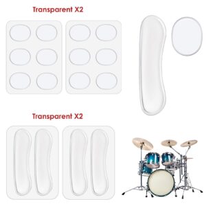 MIKIMIQI Drum Dampeners Gel Pads, 12 Pcs Round Silicone Drum Silencers and 4 Pcs Long Clear Soft Drum Dampening Gel Pads Transparent Drum Mute Pads for Drums Tone Control