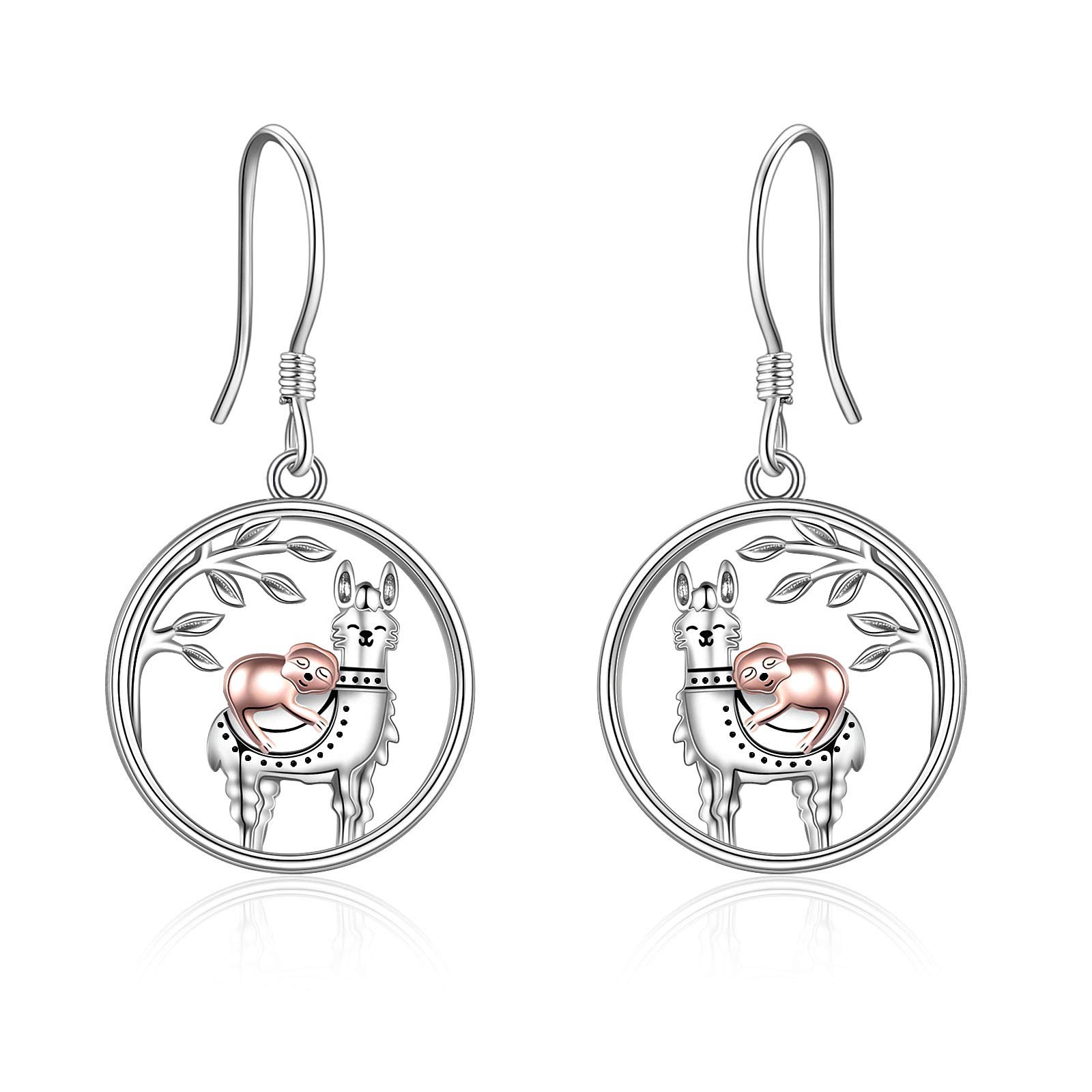 ONEFINITY Sloth Llama Gifts Sterling Silver Sloth Llama Dangle Drop Earrings for Women Jewelry Gifts