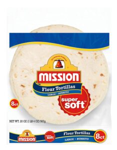 mission burrito flour tortillas, trans fat free, authentic, large size, 8 count - 2 packs