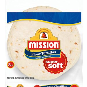 Mission Burrito Flour Tortillas, Trans Fat Free, Authentic, Large Size, 8 Count - 2 Packs