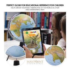 Waypoint Geographic Amazing Earth 2-in-1 Globe with Augmented Reality, 10” Illuminated World Globe, Smart Interactive Globe with Stand, Blue Ocean