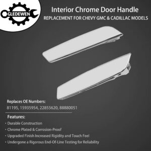 Interior Door Handle Set, Compatible with 2007-2014 Chevy Silverado Tahoe Avalanche Cadillac Escalade GMC Yukon, Chrome Front Inside Left Driver & Right Passenger Side | Replaces# 81195, 15935954