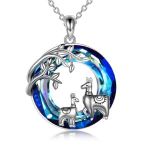 ONEFINITY Llama Gifts 925 Sterling Silver Llama Necklace Crystal Alpaca Pendant Jewelry for Women Gifts