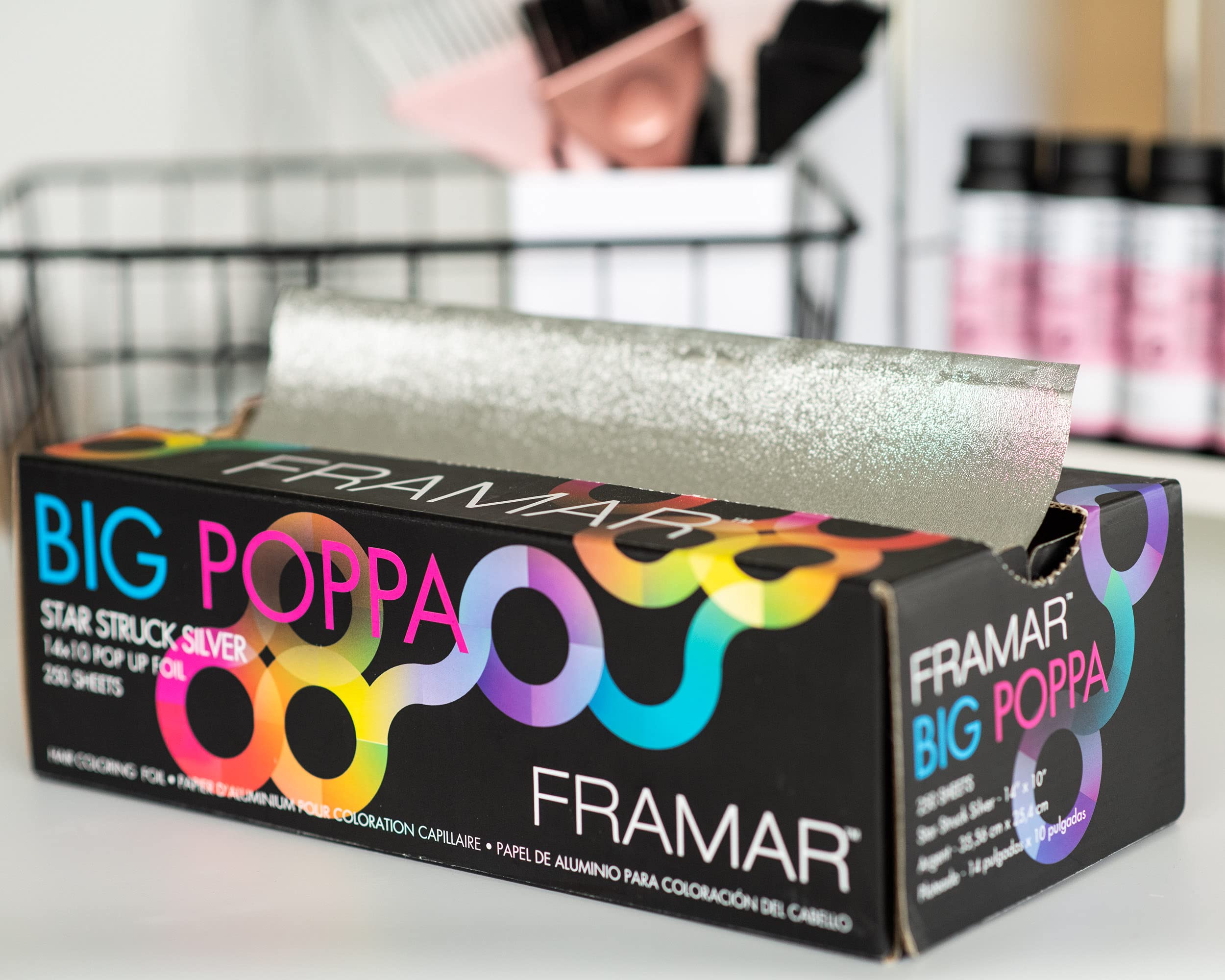 Framar Big Poppa Star Struck Silver Pop Up Hair Foil, Aluminum Foil Sheets, Hair Foils For Highlighting - 250 Foil Sheets – 10x14 inches