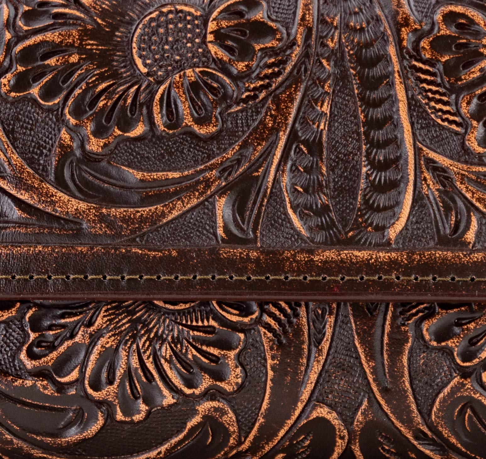 Mauzari Geneva Women's Tooled Leather Wallet (Copper Highlights)