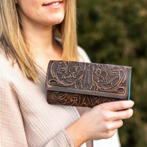 Mauzari Geneva Women's Tooled Leather Wallet (Copper Highlights)