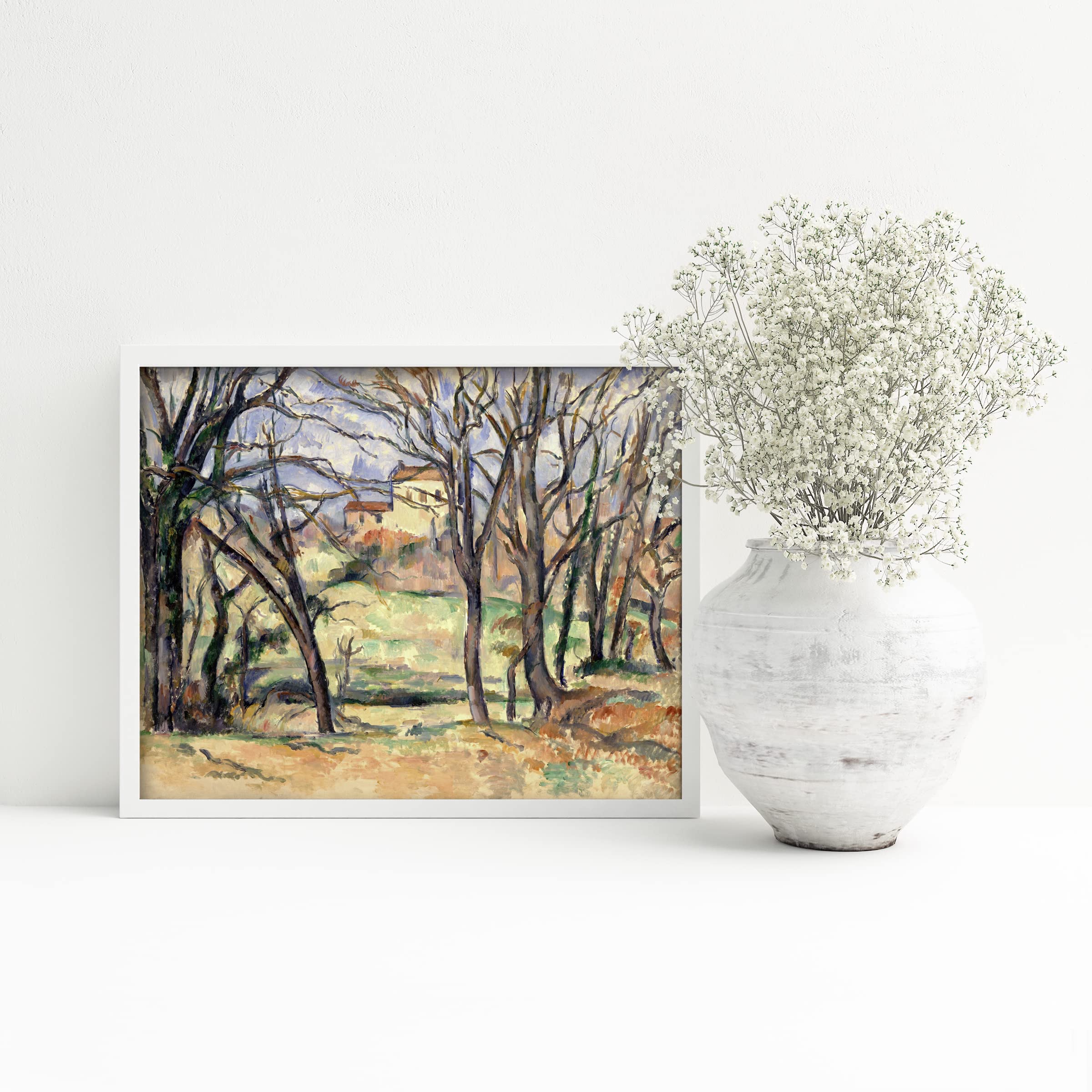 Paul Cezanne, Tree and Houses Landscape Print - Vintage French Impression Art - Unframed