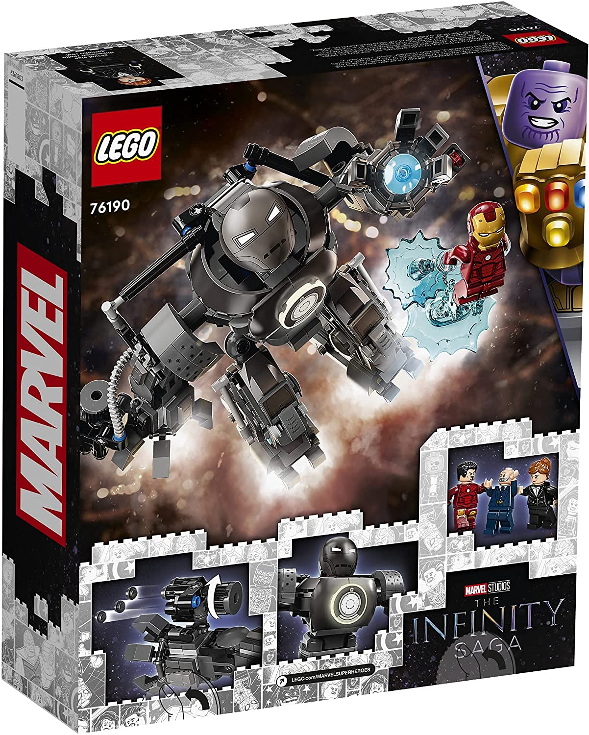 LEGO Marvel Iron Man Monger Mayhem Set 76190, Avengers Mech Building Toy, Action Figure, with Iron Man, Obadiah Stane and Pepper Potts Minifigures, Gift for 9 Plus Year Old Boys and Girls